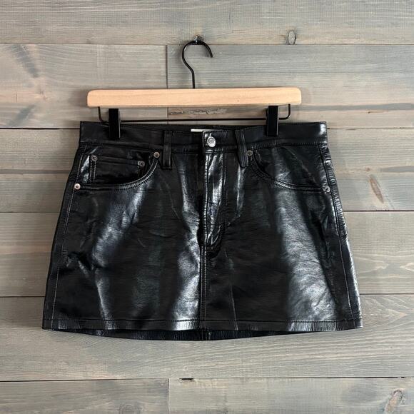 AGOLDE | Recycled Leather Black Mini Skirt Size 28 - Picture 1 of 5